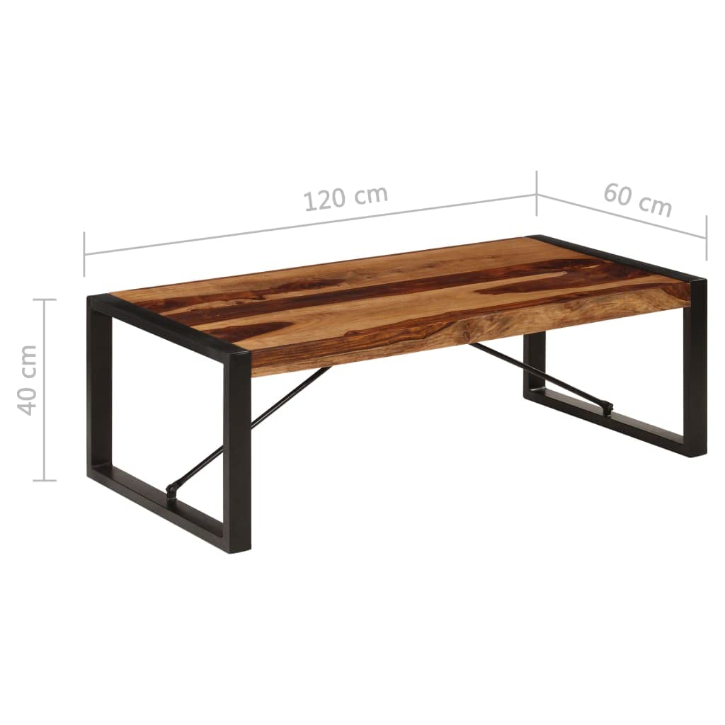 Farmhouse Coffee Table with Storage Cabinets Solid Sheesham Wood I7611