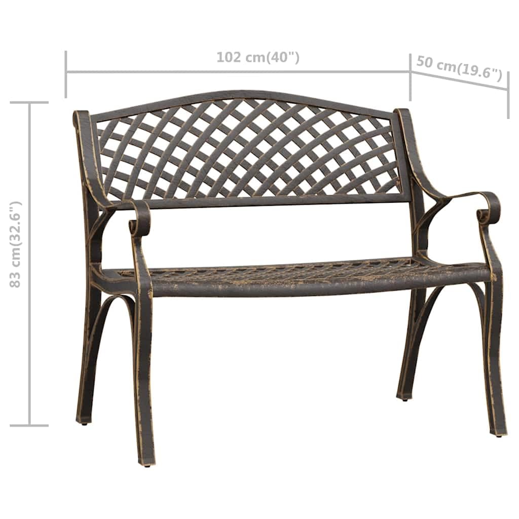 Cast Aluminum Patio Bench with Backrest X27209