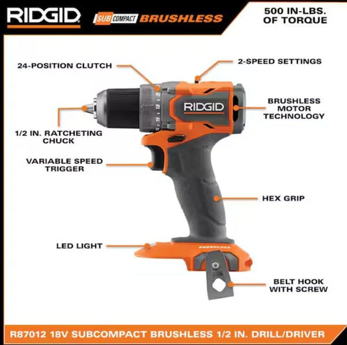 18V Brushless Cordless 1/2 in. Drill/Driver Kit with 2.0 Ah Batteries W510109