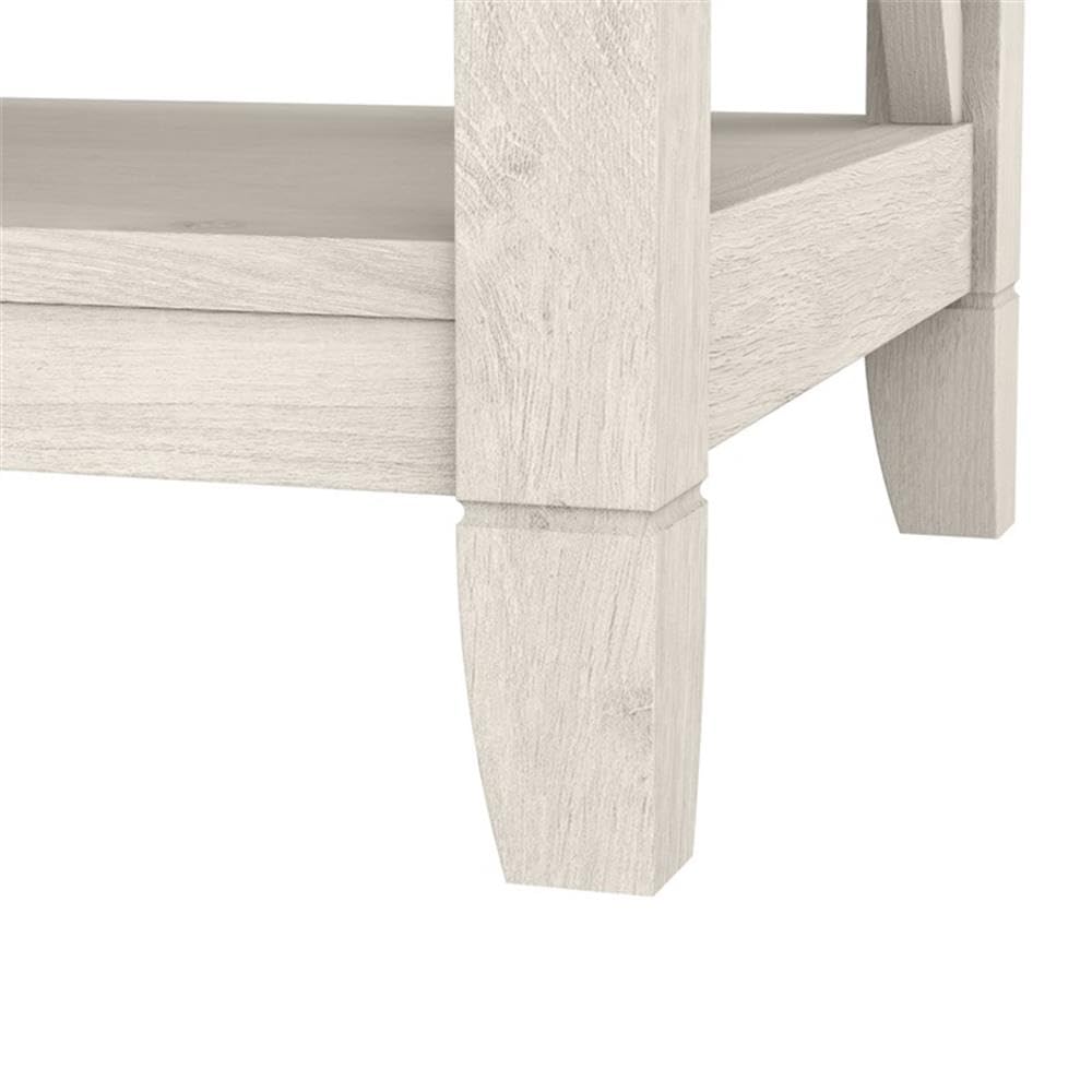 Linen White Oak Console Table with Drawers and Shelves A870713