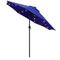 9' Solar LED Patio Umbrella, 8 Ribs, Tilt & Crank (Navy Blue) I2358