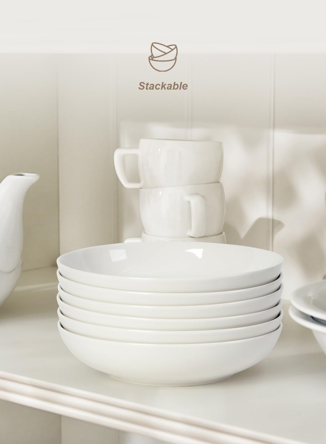 30oz Set of 4 White Porcelain Pasta Bowls G6186