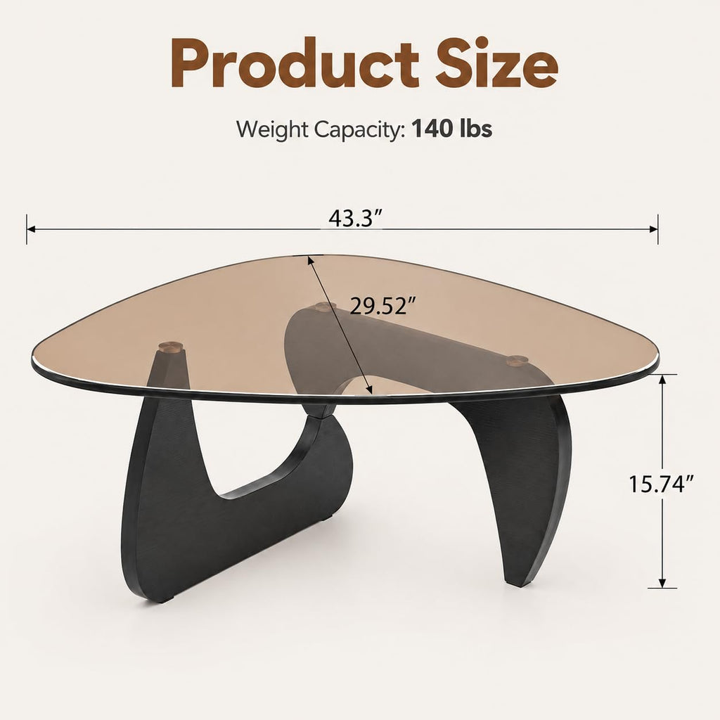 Glass Coffee Table with Black Wood Base K1215
