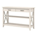 Linen White Oak Console Table with Drawers and Shelves A870713