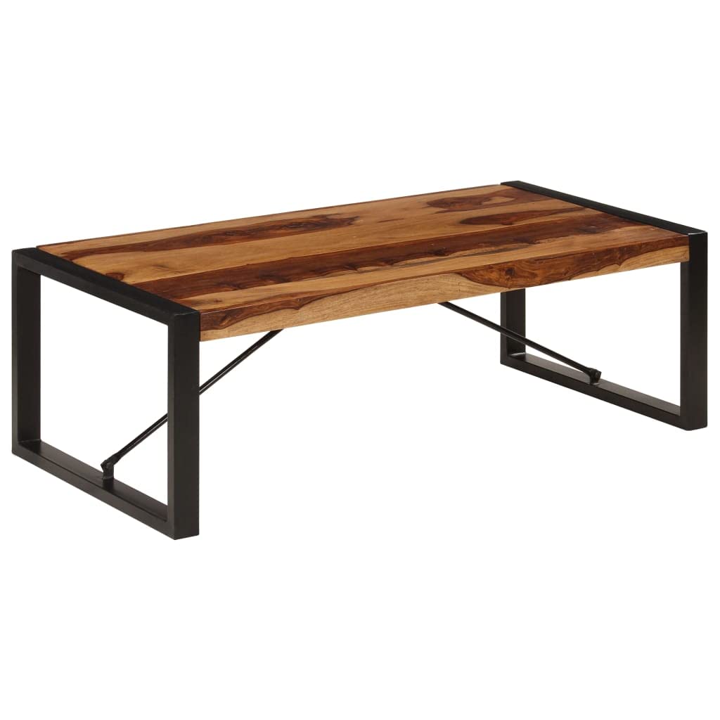Farmhouse Coffee Table with Storage Cabinets Solid Sheesham Wood I7611