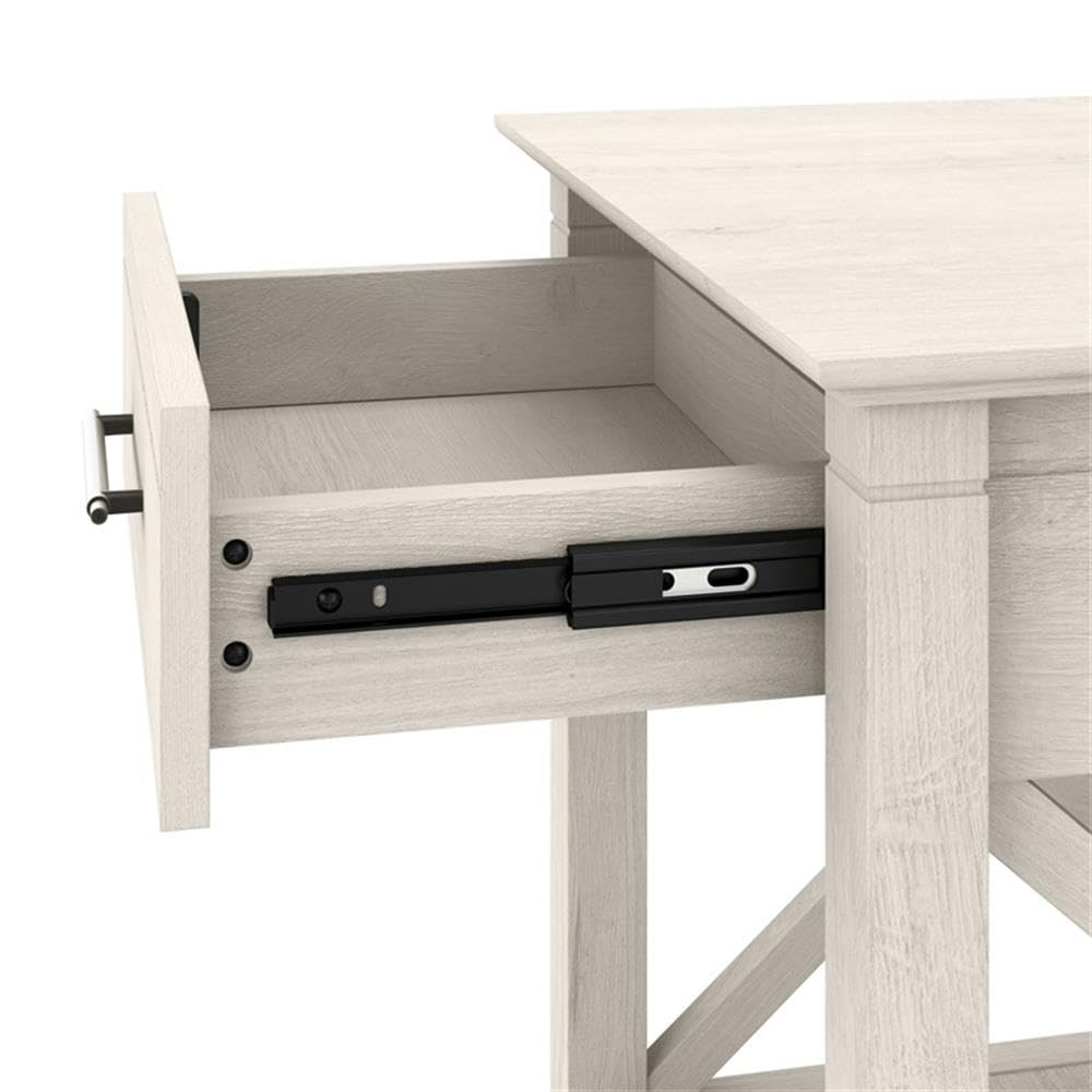 Linen White Oak Console Table with Drawers and Shelves A870713