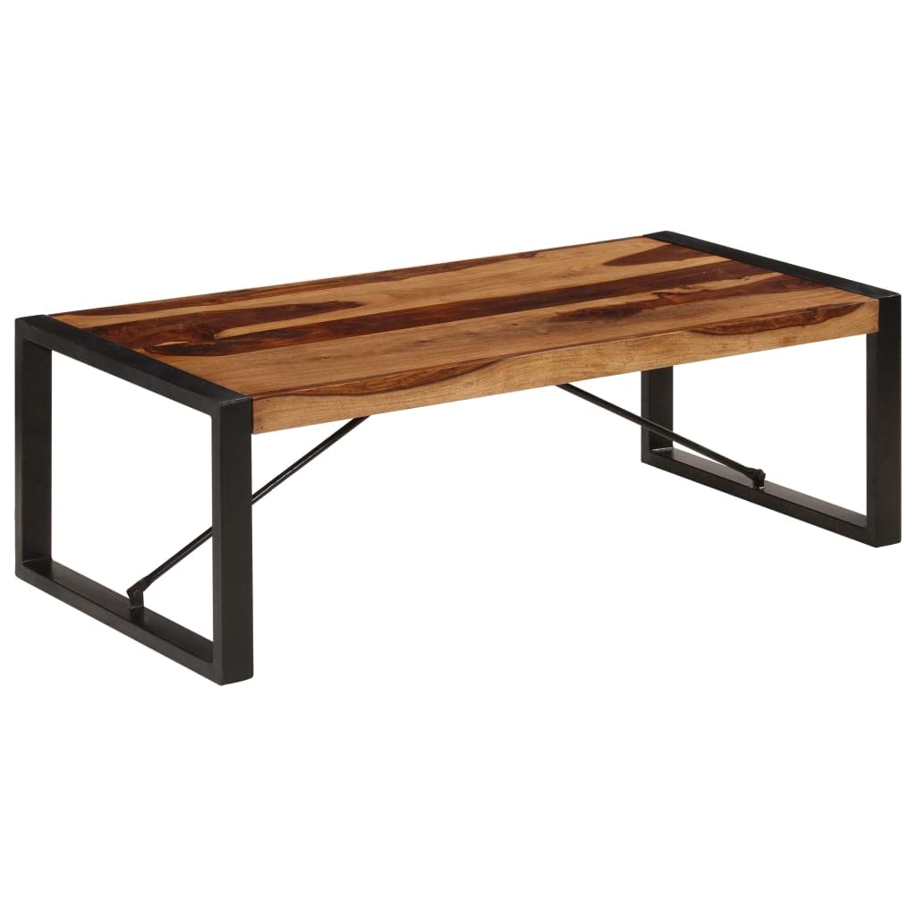 Farmhouse Coffee Table with Storage Cabinets Solid Sheesham Wood I7611