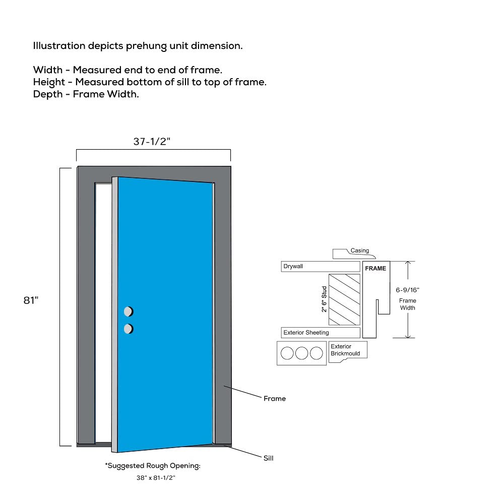 Primed Left Hand Outswing Prehung Door 36"x80" Z843