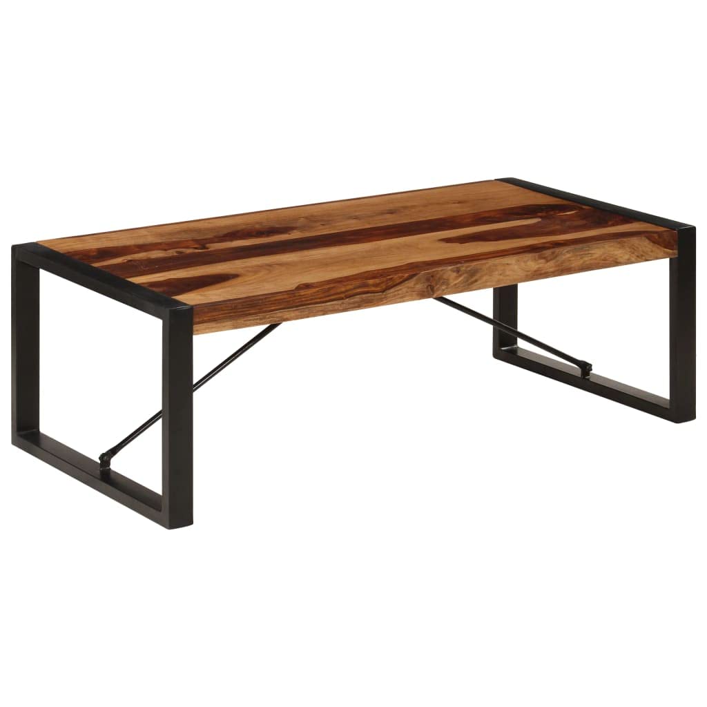 Farmhouse Coffee Table with Storage Cabinets Solid Sheesham Wood I7611