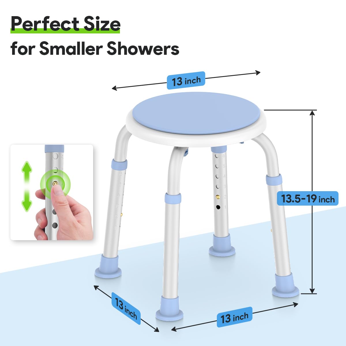 360 Rotating Swivel Shower Seat with Anti-Slip Rubber Tips O390