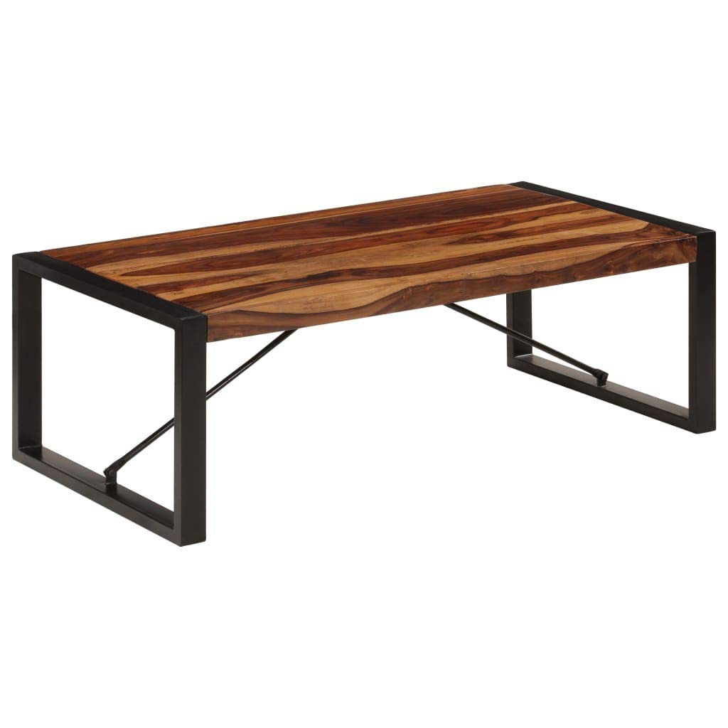 Farmhouse Coffee Table with Storage Cabinets Solid Sheesham Wood I7611