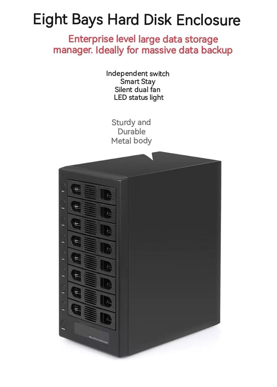 8 Bay Tool Less Hot Swap 2.5" 3.5" SATA USB 3.0 Enclosure C1153