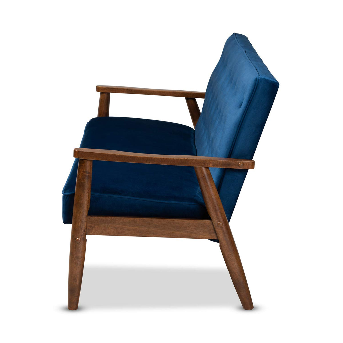 Navy Blue Velvet Upholstered 3-seater Sofa E6513
