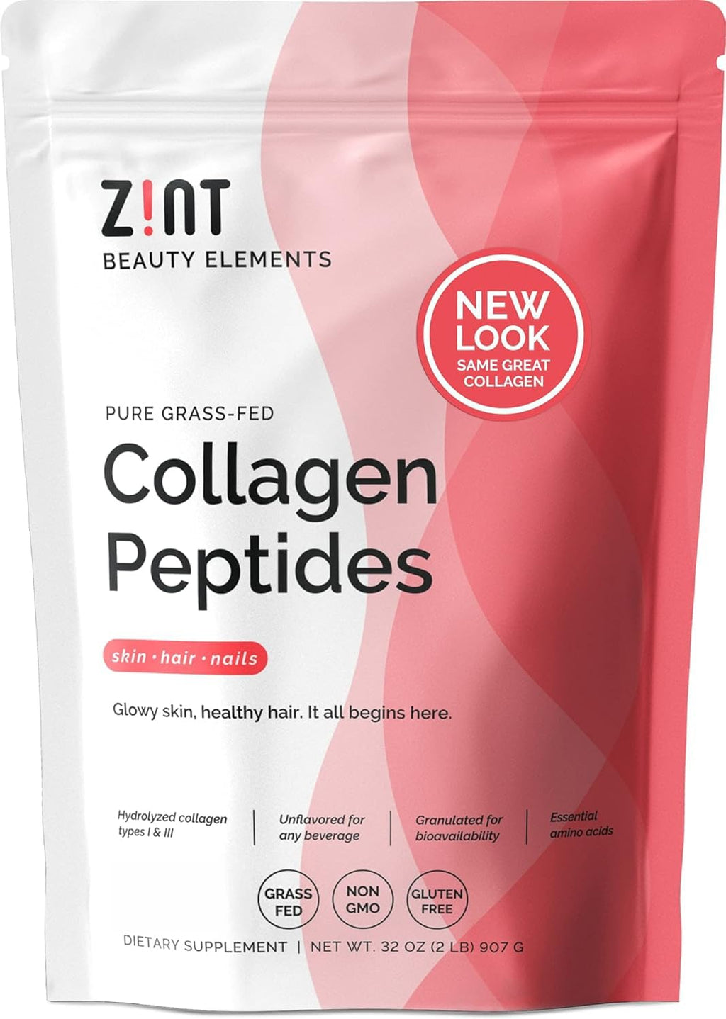 Collagen Peptides Powder 32 oz Grass-Fed Hydrolyzed Type I & III Unflavored L192709