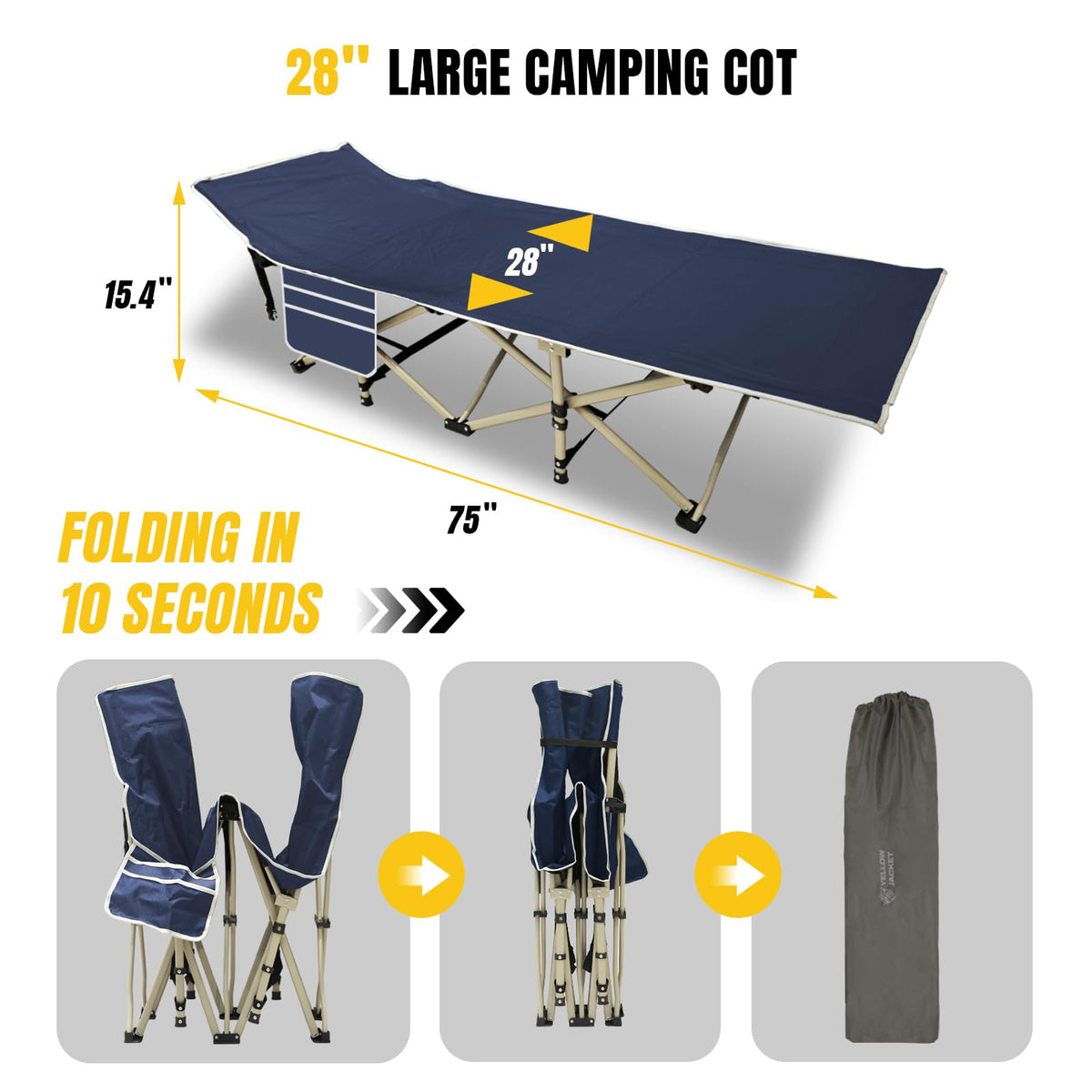 Folding Camping Cot with Removable Mattress and Carry Bag B73184