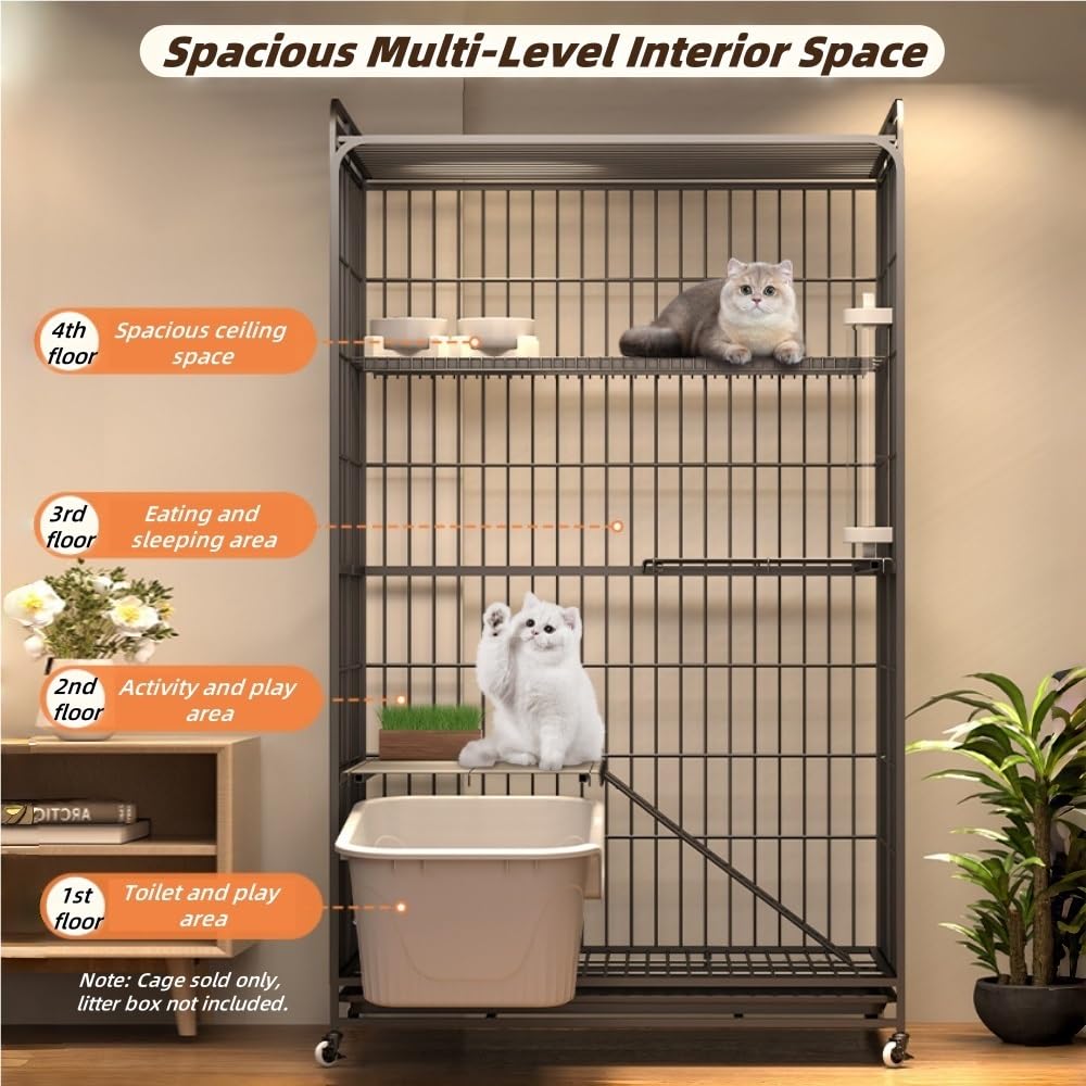 Foldable Metal Cat Cage with Wheels F129306
