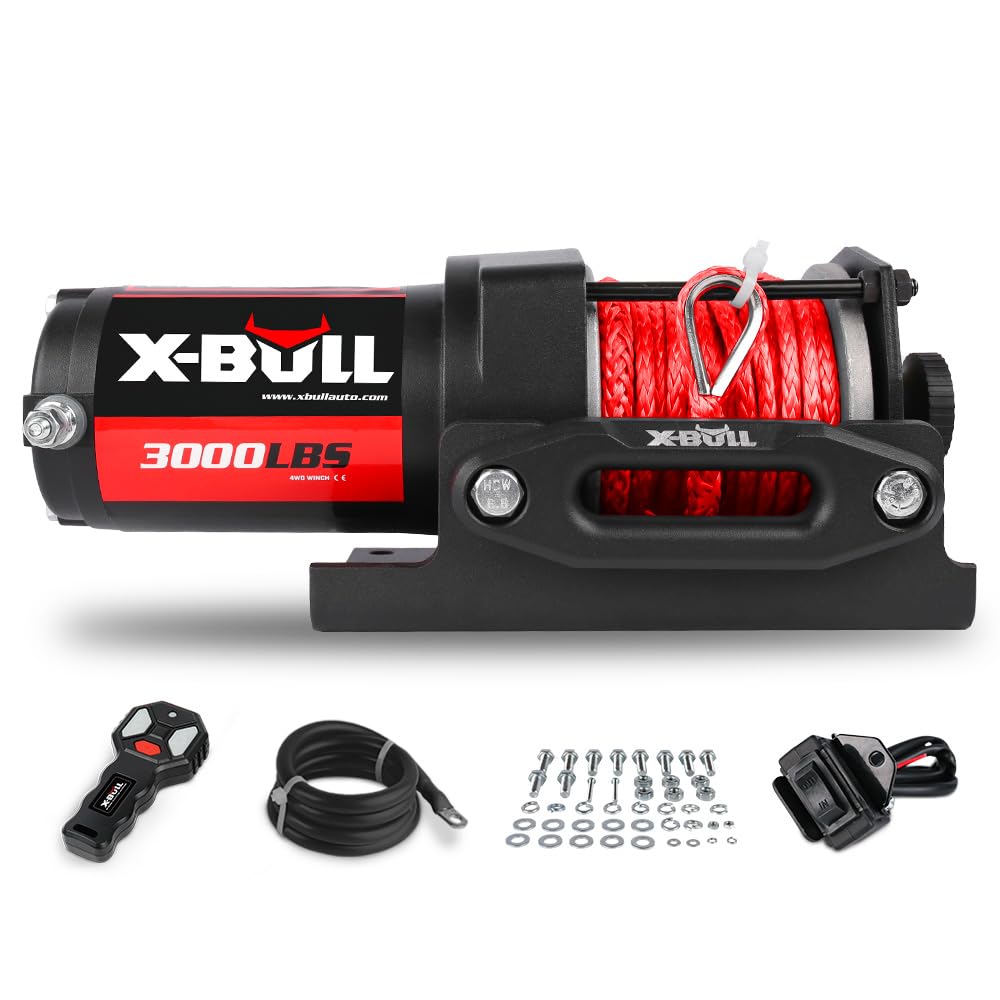 12V 3000LBS Synthetic Rope Electric Winch with Mounting Bracket B6875