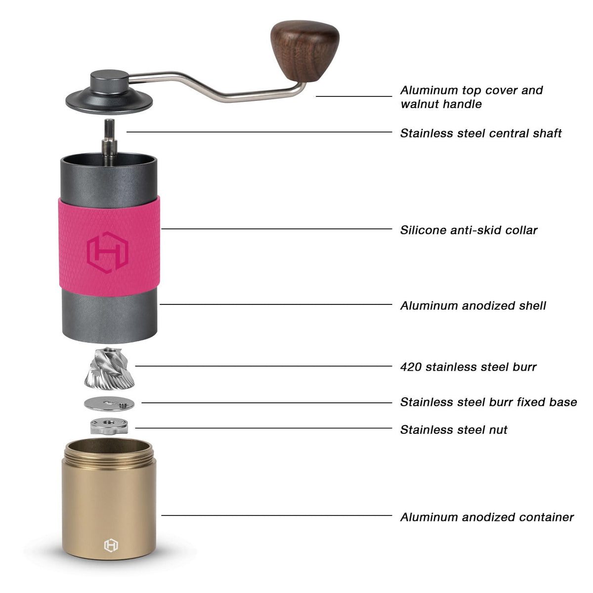 Manual Coffee Grinder 30g CNC Stainless Steel Conical Burr N79215