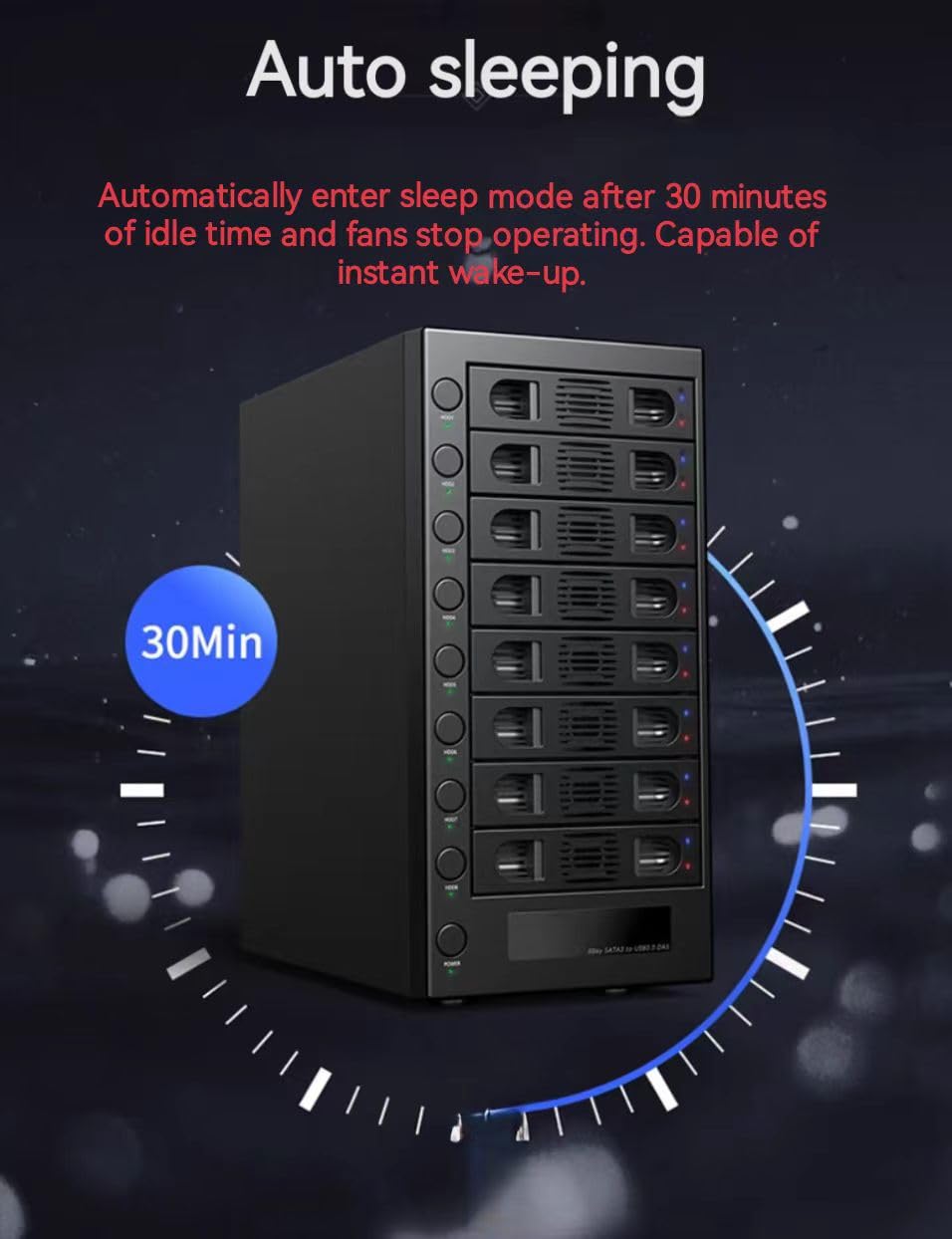 8 Bay Tool Less Hot Swap 2.5" 3.5" SATA USB 3.0 Enclosure C1153
