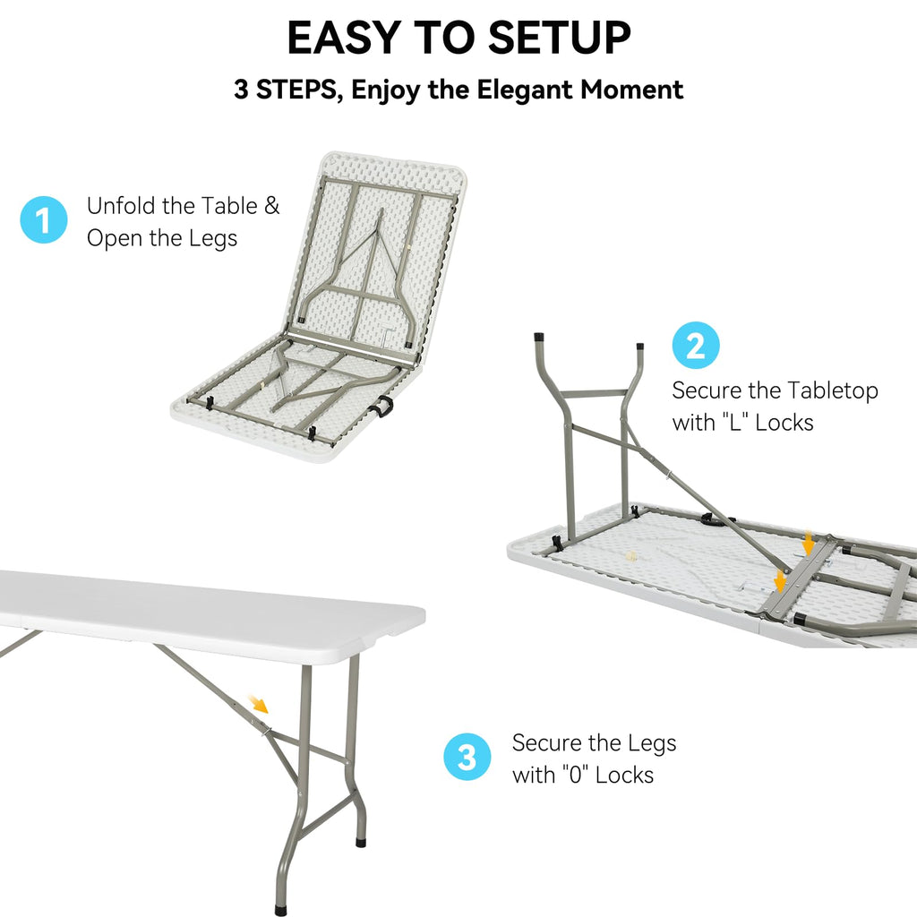 6FT White Folding Table J64141