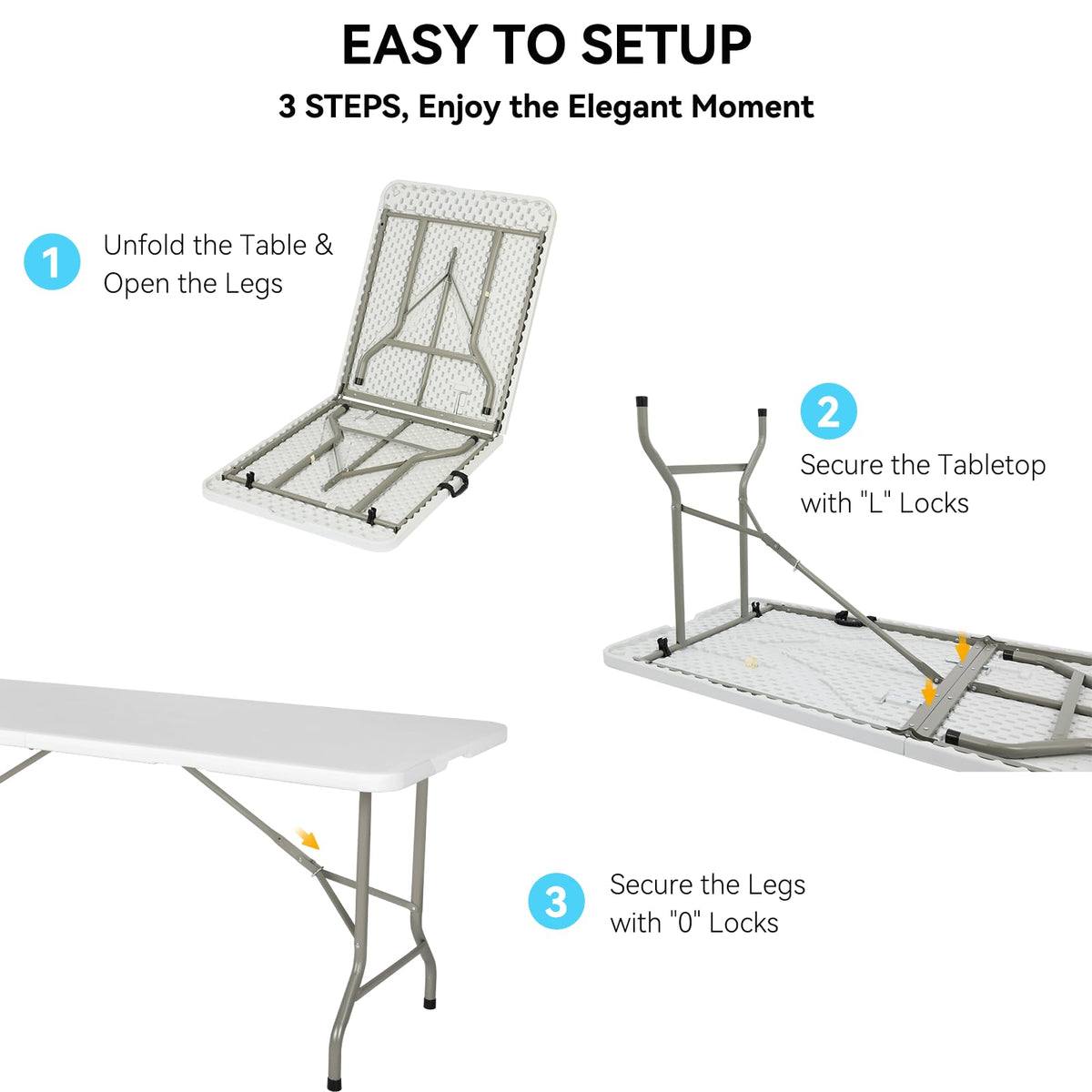 6FT White Folding Table J64141