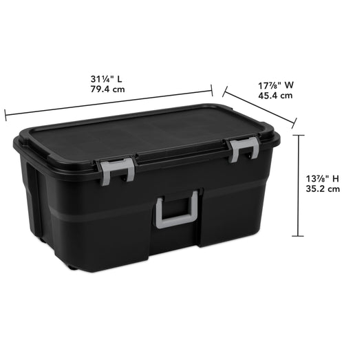 22 Gallon Black Wheeled Plastic Storage Trunk X2274