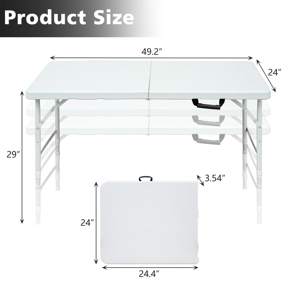 4Ft Portable Folding Table White L346
