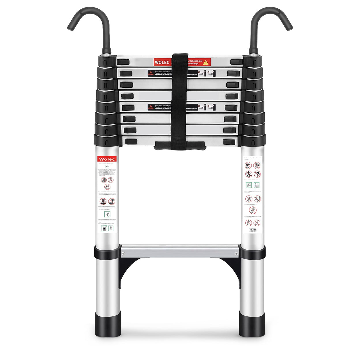 Telescoping Ladder with Hooks, 8.5 FT, 330 lb Capacity Y710229