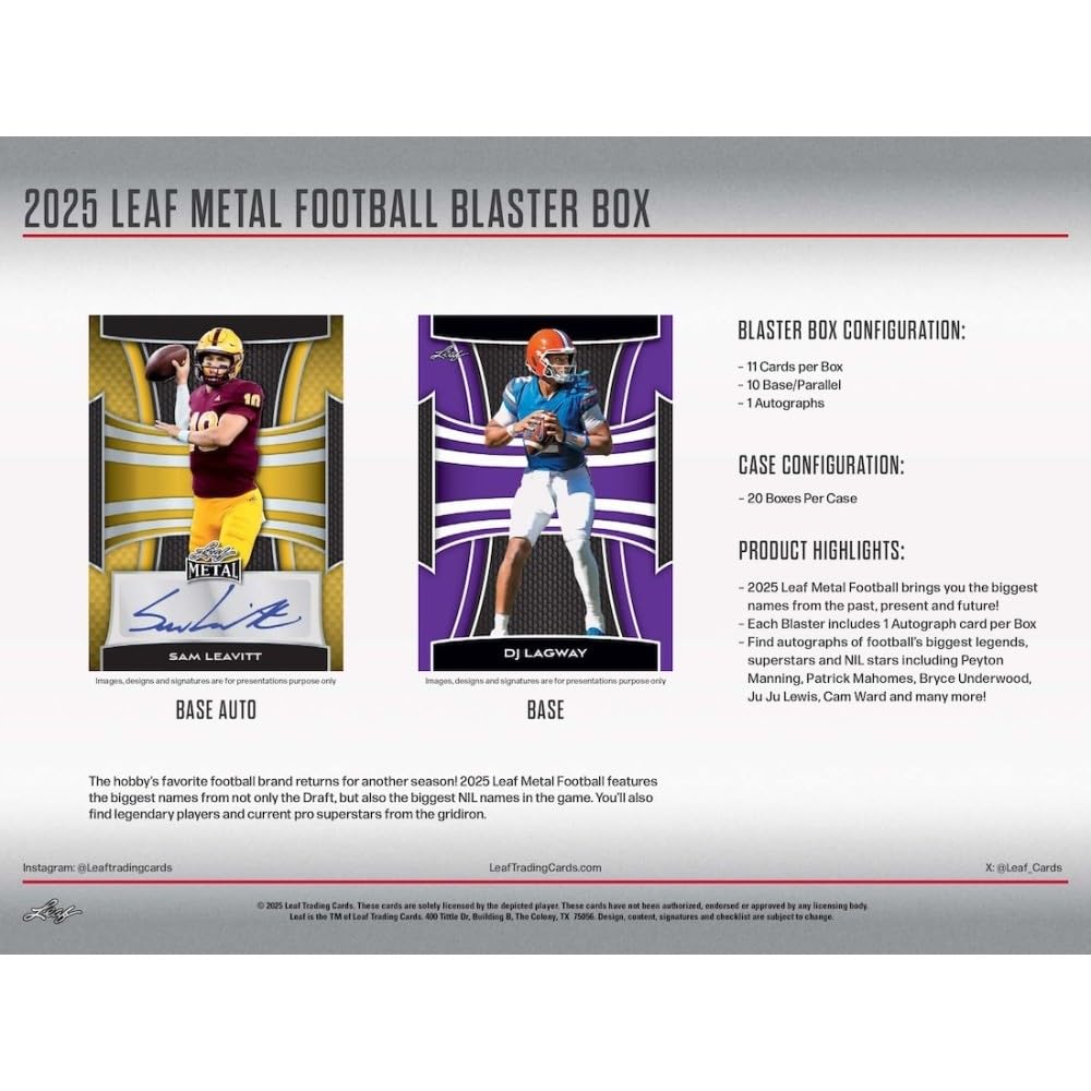 Football Trading Card Blaster Box with 1 Metal Autograph K374
