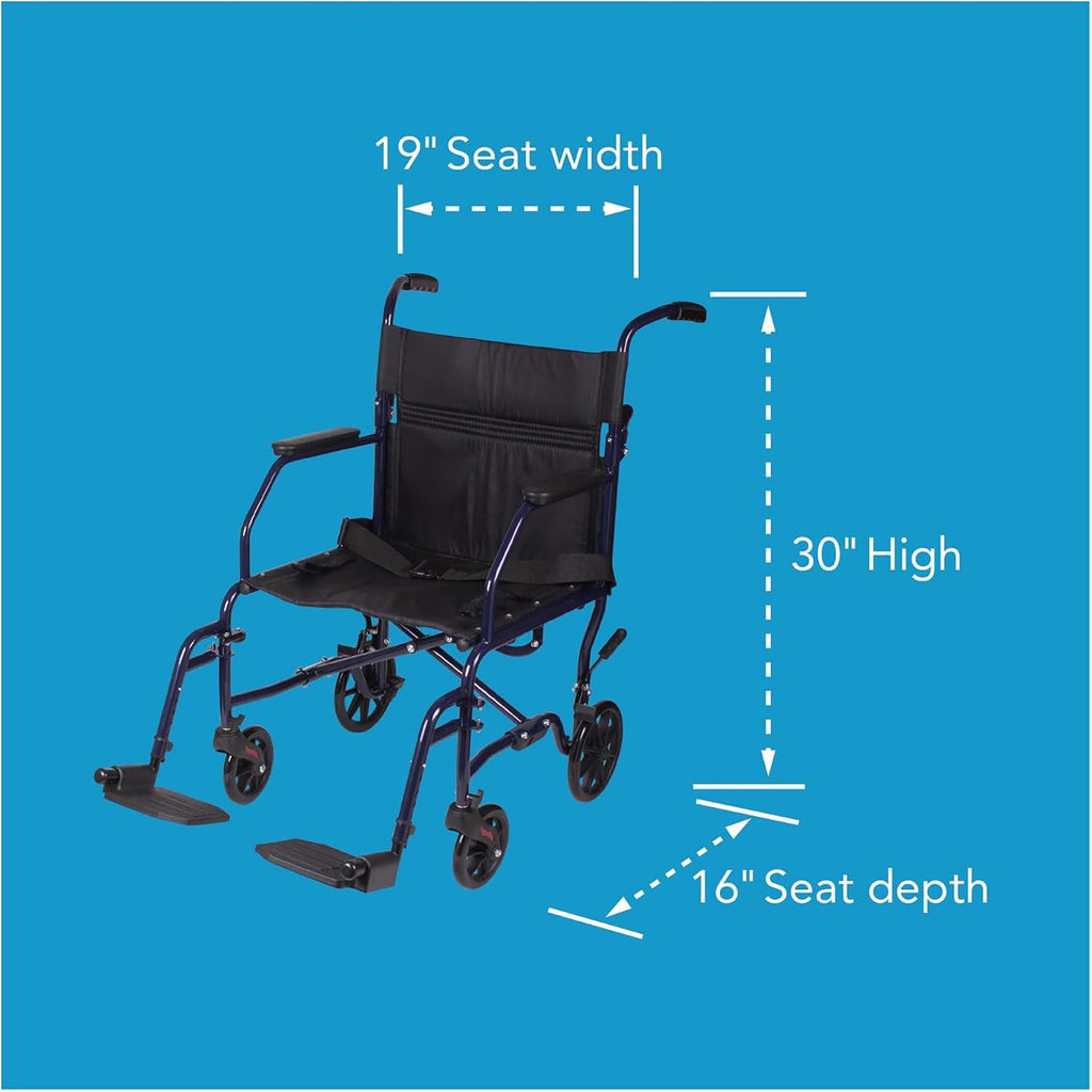 Folding Transport Wheelchair with 19 inch Seat H4428