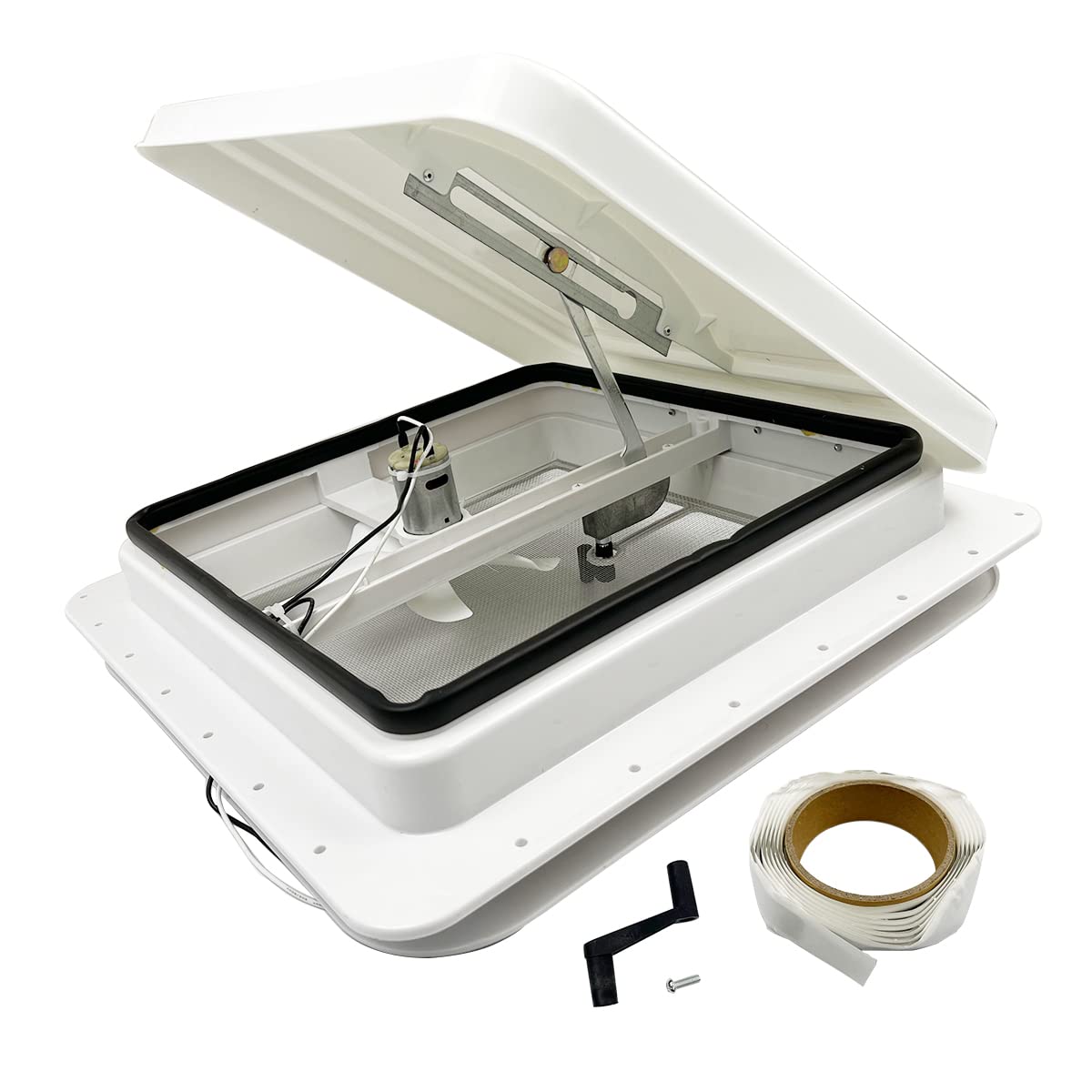 14" RV Roof Vent with 12V Fan, White V179