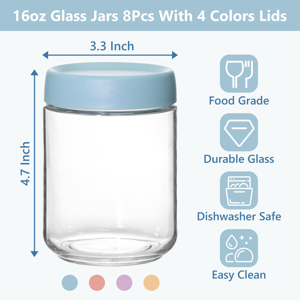 8Pcs 16oz Glass Overnight Oats Containers T34949