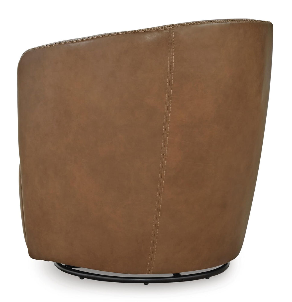 Top Grain Leather Swivel Barrel Chair T7521