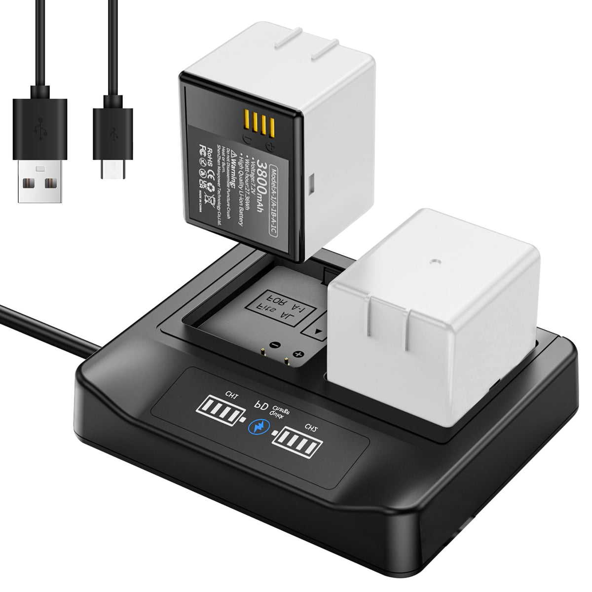 2-Pack Rechargeable Batteries with LCD Dual Charger Q16488