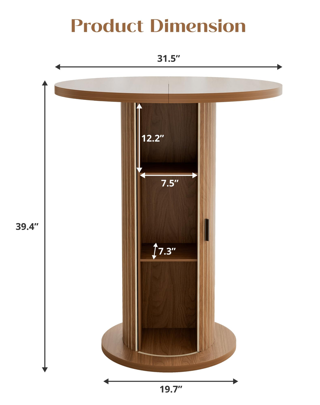 Round Bar Table with Storage and Sliding Door S5815