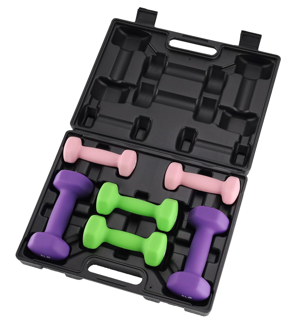 Neoprene Hex Dumbbell Set with Rack V56185