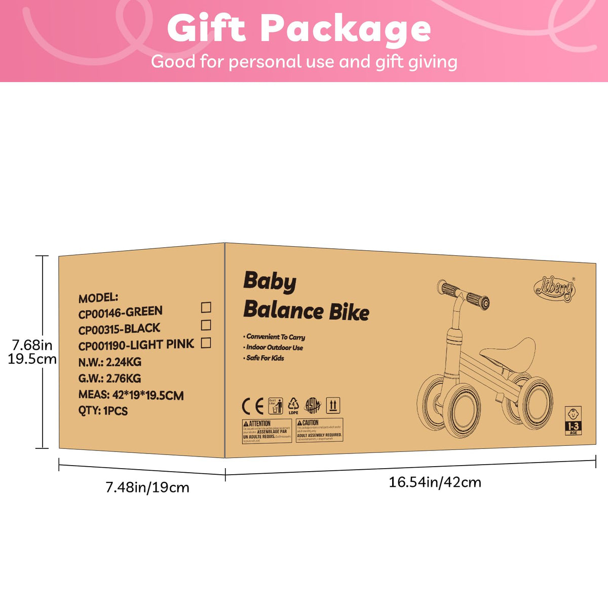 Pink Adjustable Baby Balance Bike Z906
