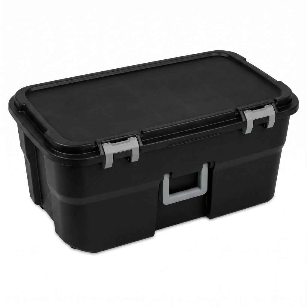 22 Gallon Black Wheeled Plastic Storage Trunk X2274