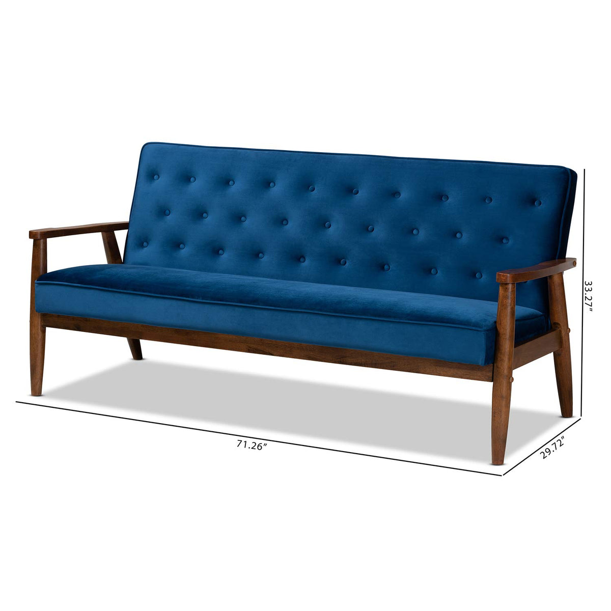 Navy Blue Velvet Upholstered 3-seater Sofa E6513