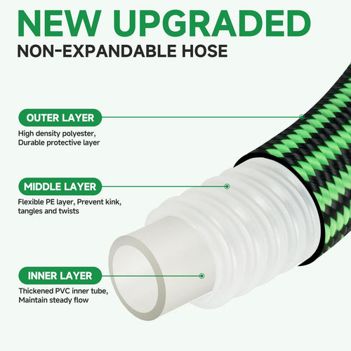 100FT Non-Expandable Kink-Free Garden Hose with Spray Nozzle B4516