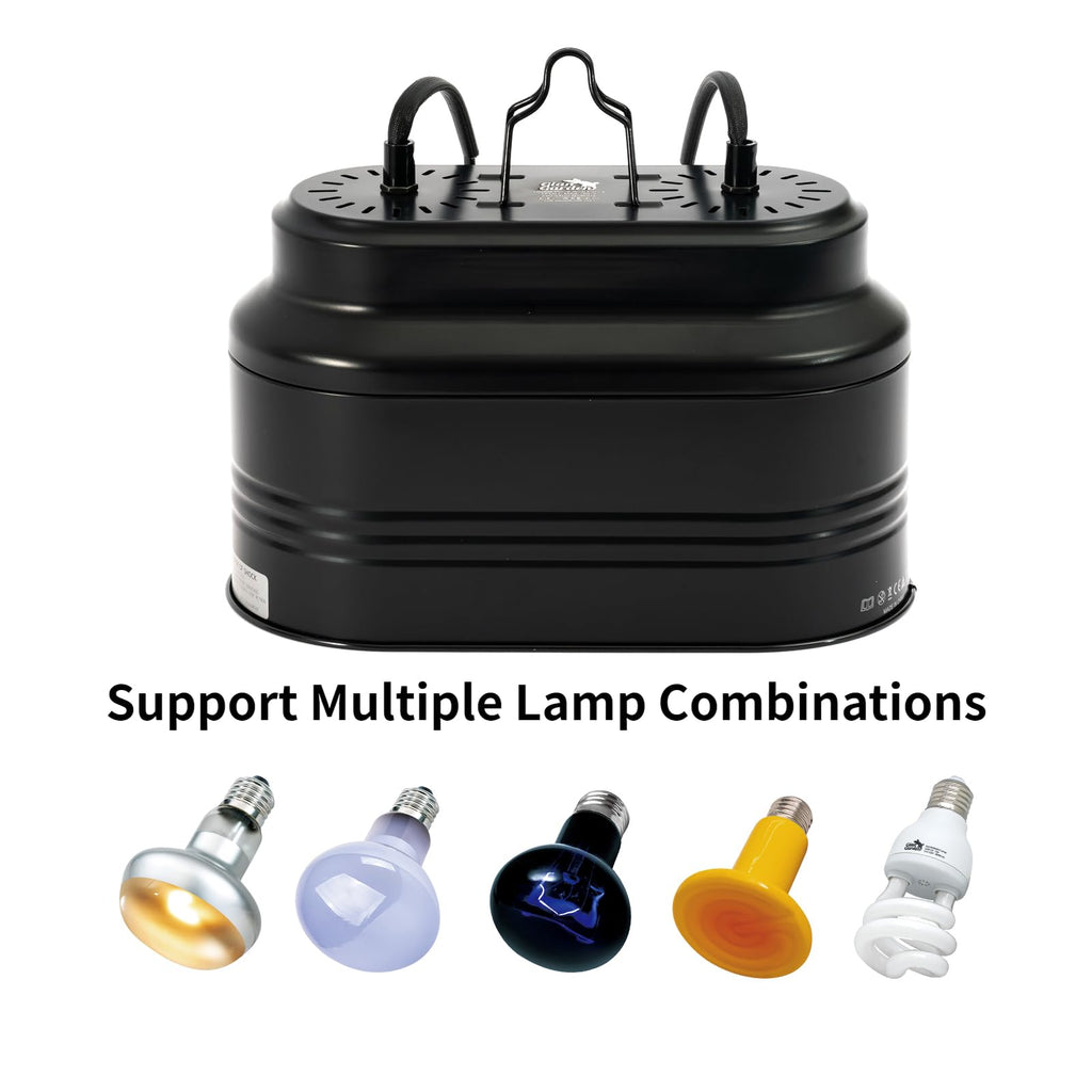 Dual Reptile Light Fixture with 2 Switches, Deep Dome Heat Lamp Fixture N916771
