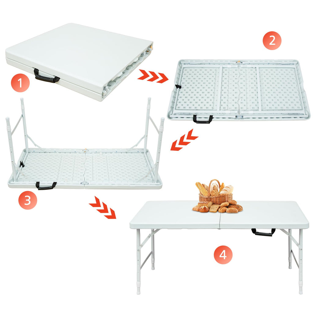4Ft Portable Folding Table White L346