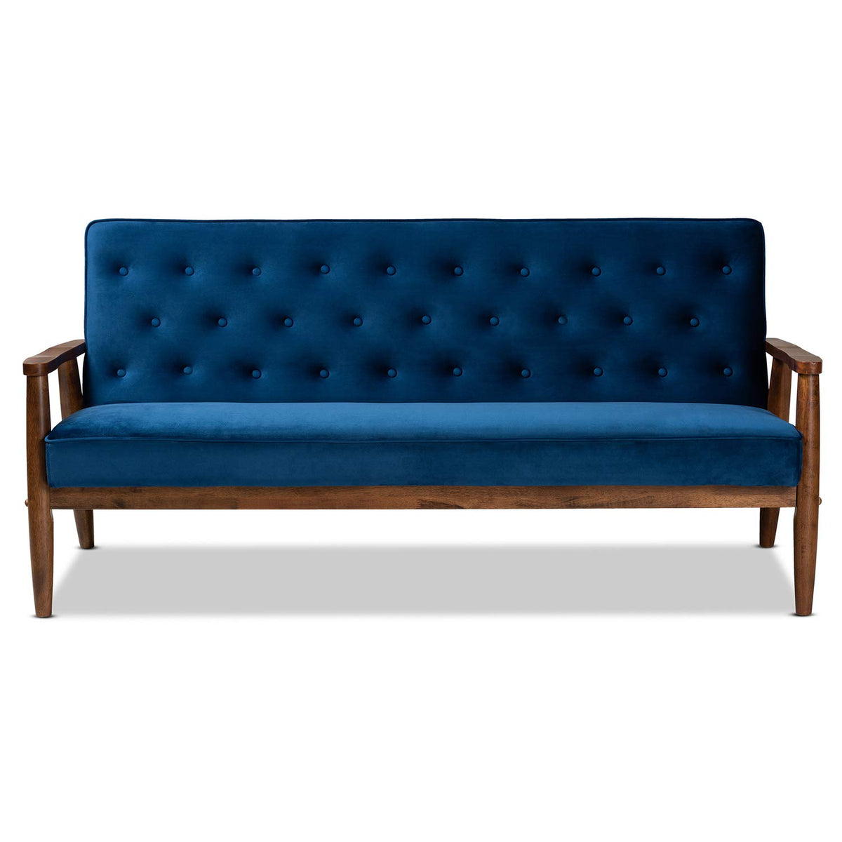 Navy Blue Velvet Upholstered 3-seater Sofa E6513