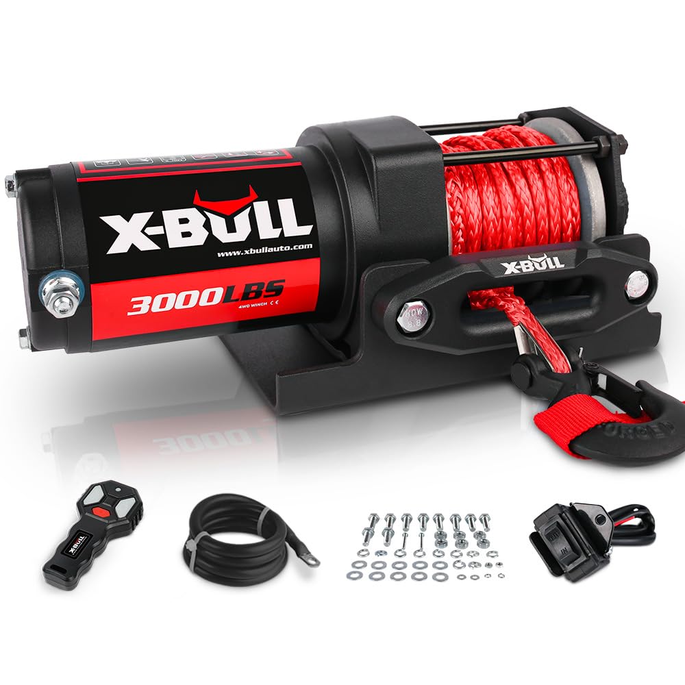 12V 3000LBS Synthetic Rope Electric Winch with Mounting Bracket B6875