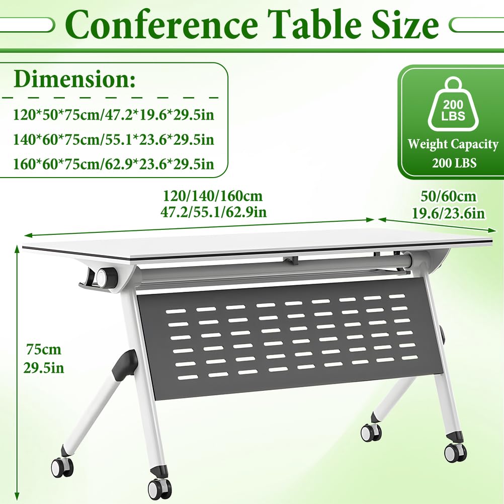 Folding Conference Table with Locking Wheels, 8 Pack, 63x24x30 Inch Z2650