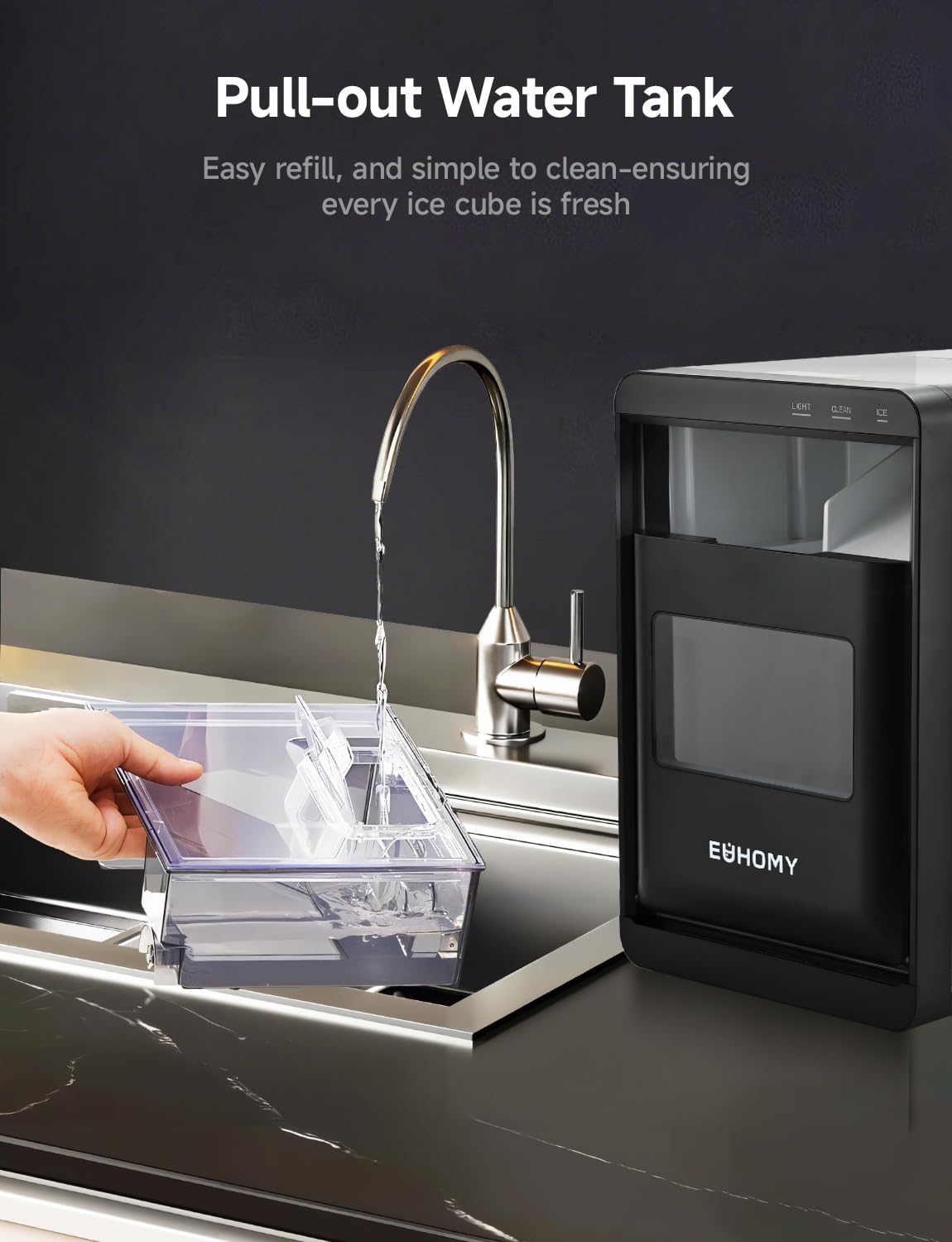 Nugget Ice Maker Countertop, 40lbs/24H, Black J897174