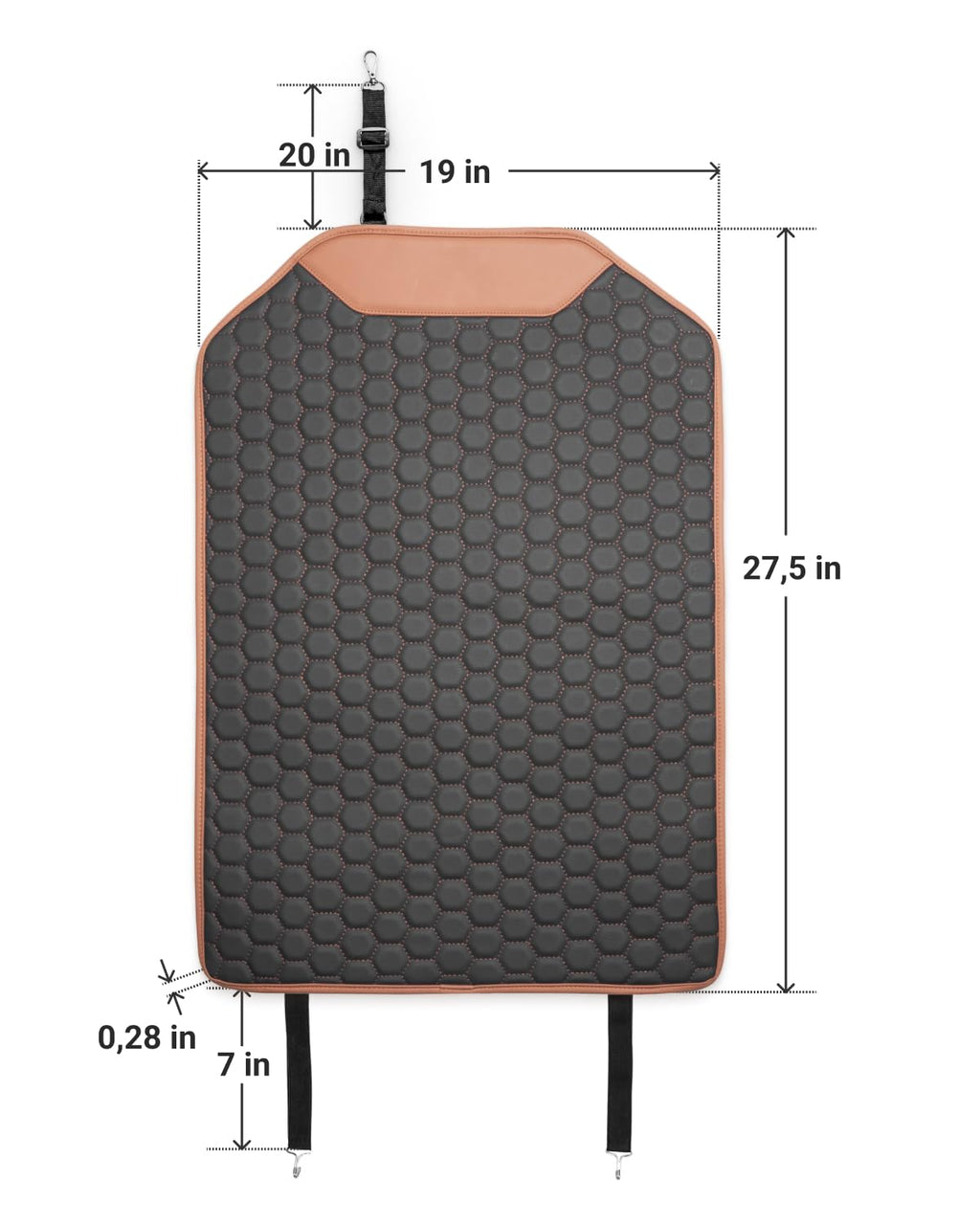 Black-Brown Backless Booster Seat, Waterproof Leather Seat Protector & Kick Mat Set S3464