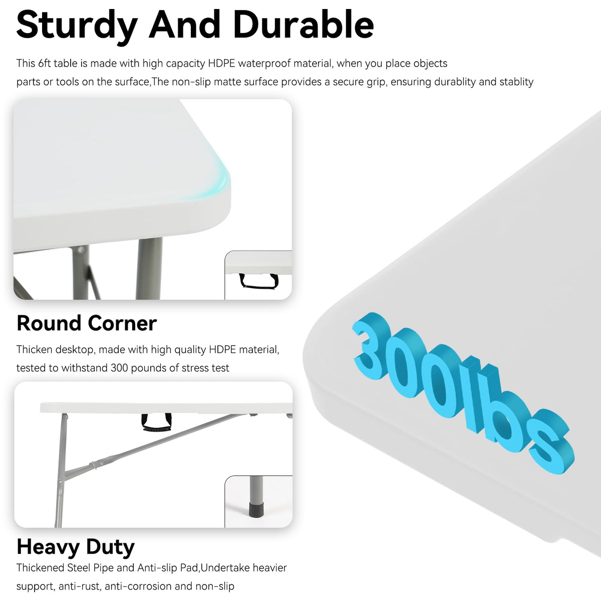 6FT White Folding Table J64141