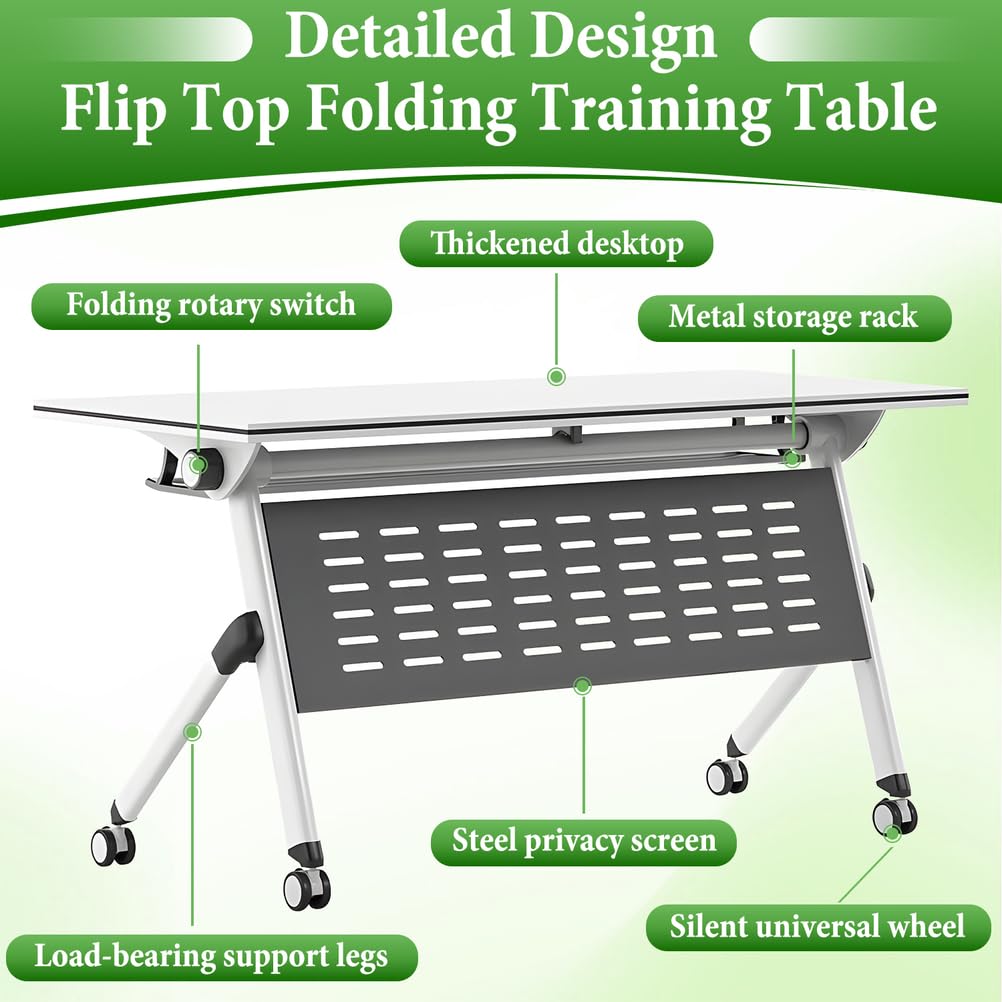 Folding Conference Table with Locking Wheels, 8 Pack, 63x24x30 Inch Z2650