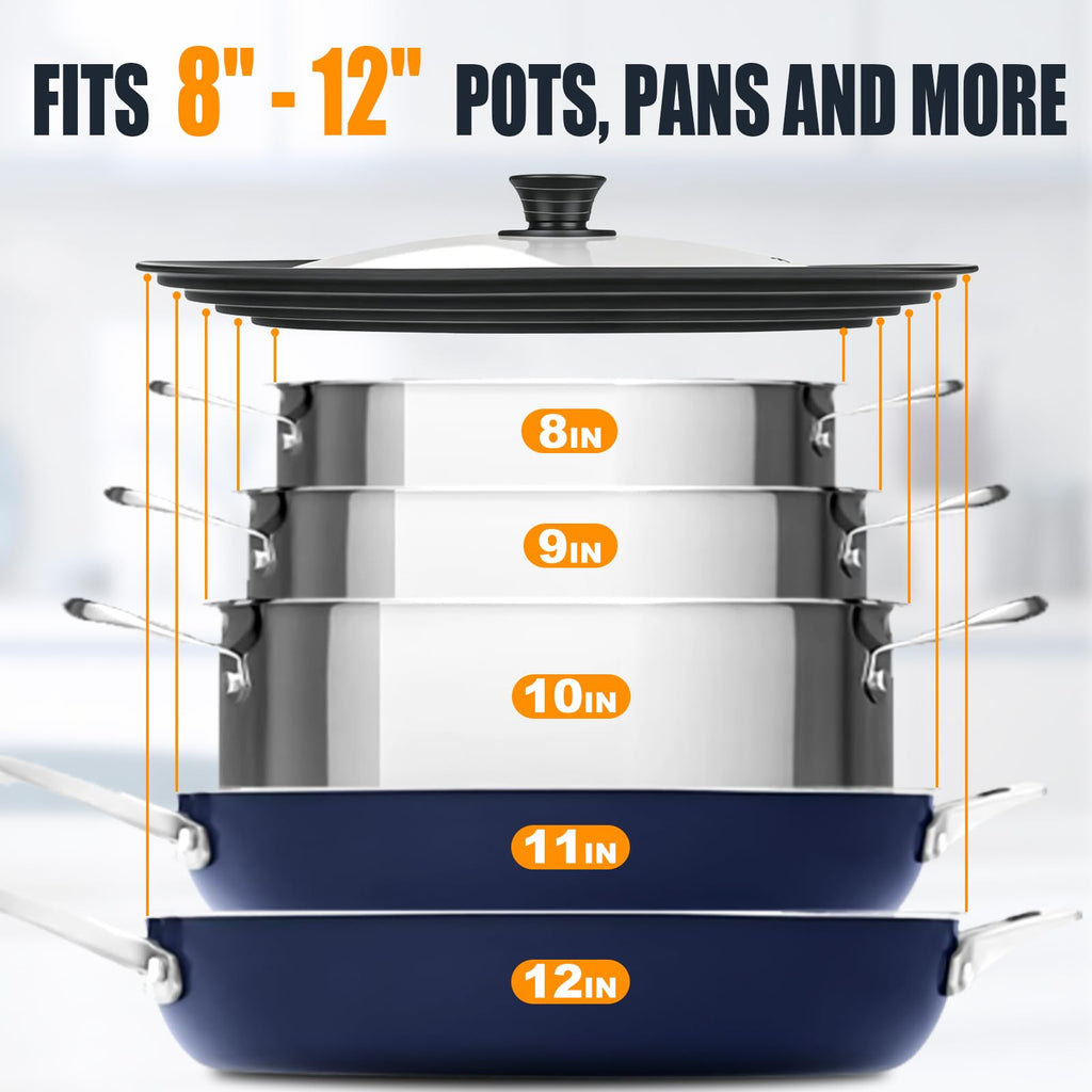Universal Pan Lid with Heat Resistant Silicone Rim and Tempered Glass, Fits 8" to 12" Cookware X169207